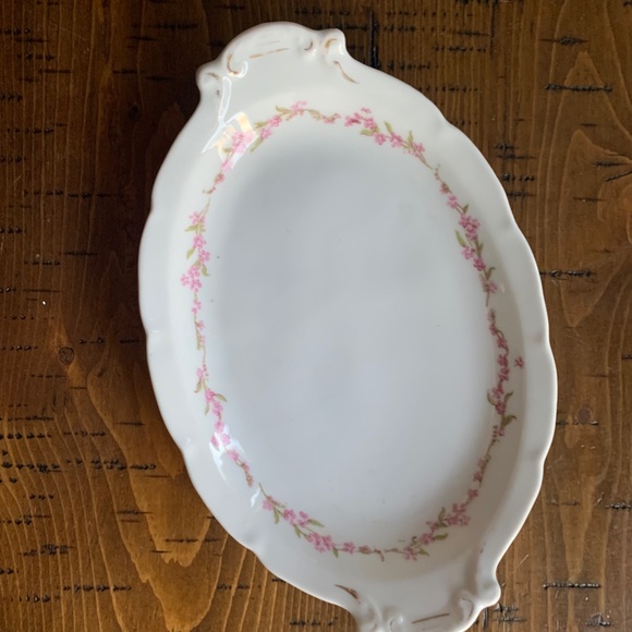 Vienna Austria Oval China Serving Platter Pink Floral Pattern 9" x 6" Oval - Picture 7 of 9